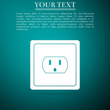 Elektrik prizine üzerinde yeşil arka plan izole ABD simgesi. Priz. Düz tasarım. Vektör çizim