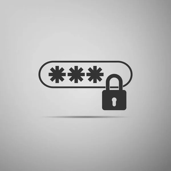 Passwortschutzsymbol isoliert auf grauem Hintergrund. flache Bauweise. Vektorillustration — Stockvektor