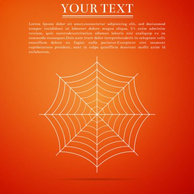 Örümcek web simgesi turuncu zemin üzerine izole. Örümcek ağı işareti. Düz tasarım. Vektör çizim