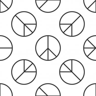 Beyaz arka plan üzerinde barış işareti simgesi seamless modeli. Hippi barış sembolü. Düz tasarım. Vektör çizim