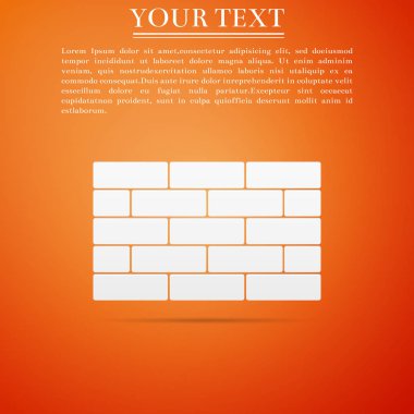 Turuncu zemin üzerine izole Tuğlalar simgesi. Düz tasarım. Vektör çizim