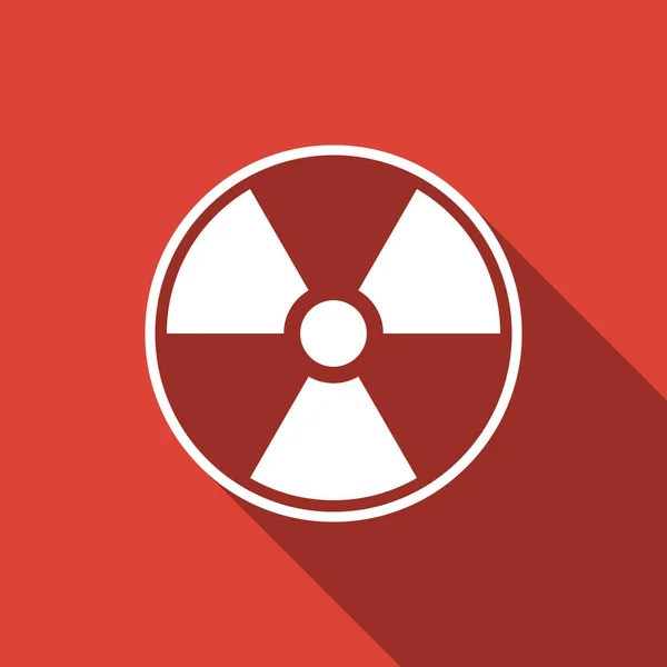 Radioaktivní ikona izolované s dlouhý stín. Radioaktivní toxický symbol. Radiace výstražným štítkem. Plochý design. Vektorové ilustrace — Stockový vektor
