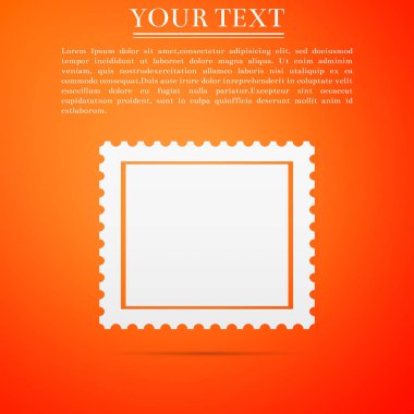 Posta damgası simgesi turuncu zemin üzerine izole. Düz tasarım. Vektör çizim