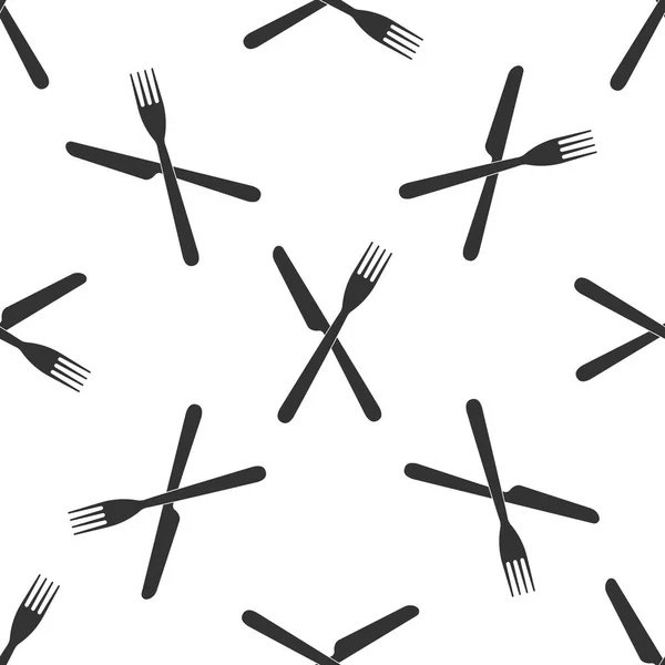 Keresztbe Villa és kés ikon varrat nélküli mintát a fehér háttér előtt. Icon étterem. Lapos kivitel. Vektoros illusztráció — Stock Vector