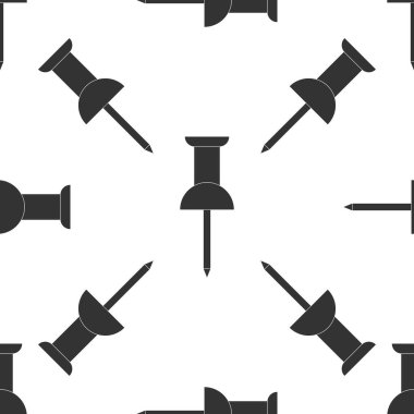 PIN simgesi Dikişsiz desen beyaz zemin üzerine itin. Raptiye işareti. Düz tasarım. Vektör çizim