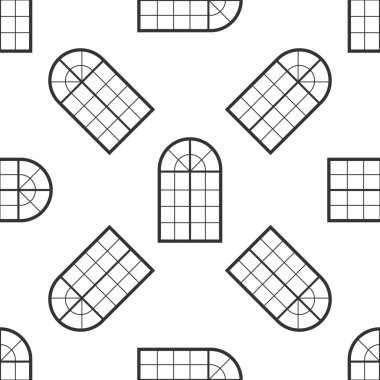 Beyaz arka plan üzerinde kemerli pencere simge seamless modeli. Düz tasarım. Vektör çizim