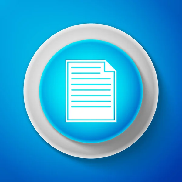 Icono del documento blanco aislado sobre fondo azul. Icono de lista de verificación. Concepto de negocio. Botón azul círculo con línea blanca. Ilustración vectorial — Vector de stock