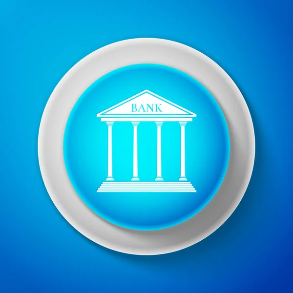Ícone de construção do Banco Branco isolado no fundo azul. Círculo botão azul com linha branca. Ilustração vetorial — Vetor de Stock