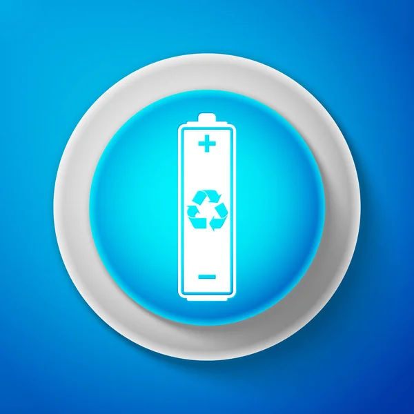 Wit-batterij met recycling symboolpictogram geïsoleerd — Stockvector