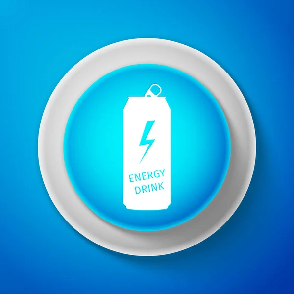 Ícone de bebida White Energy isolado no fundo azul. Círculo botão azul com linha branca. Ilustração vetorial — Vetor de Stock