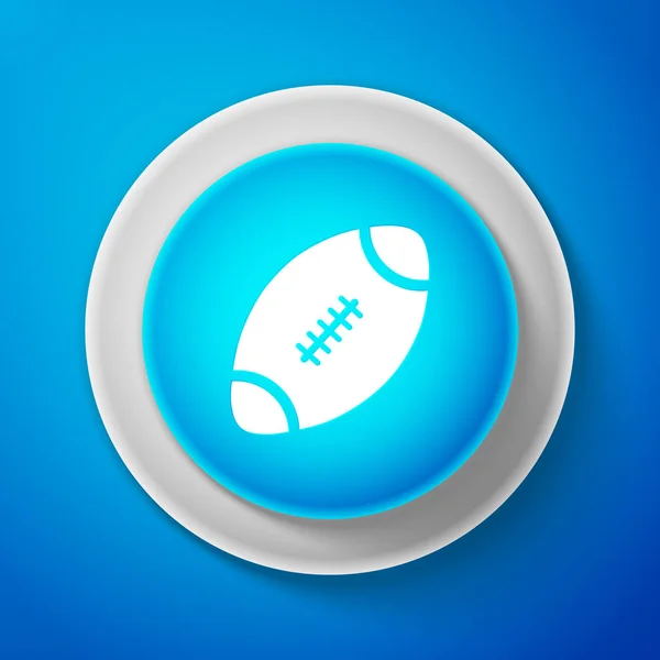 Weiße Ikone des amerikanischen Fußballs isoliert auf blauem Hintergrund. Kreis blauer Knopf mit weißer Linie. Vektorillustration — Stockvektor
