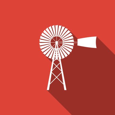 Windmill icon isolated with long shadow. Flat design. Vector Illustration clipart