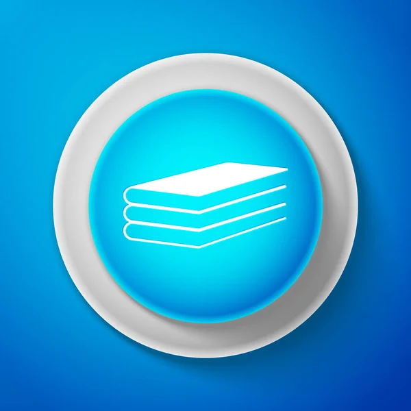 Icono de Libros Blancos aislado sobre fondo azul. Botón azul círculo con línea blanca. Ilustración vectorial — Vector de stock