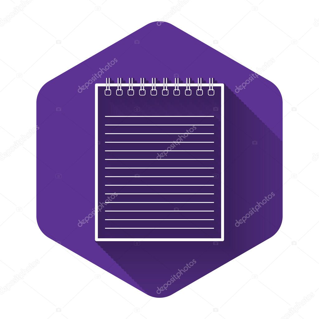 White Notebook Icon Isolated With Long Shadow Spiral Notepad Icon School Notebook Writing Pad Diary For Business Notebook Cover Design Purple Hexagon Button Vector Illustration Premium Vector In Adobe Illustrator Ai White Notebook Icon Isolated With Long Shadow Spiral Notepad Icon School Notebook Writing Pad Diary For Business Notebook Cover Design Purple Hexagon Button Vector Illustration Premium Vector In Adobe Illustrator Ai