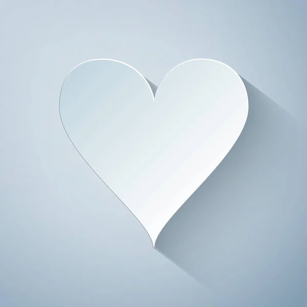 Řez papíru Ikona Srdce izolované na šedém pozadí. Symbol lásky. Znamení Valentýna. Papírový styl. Vektorová ilustrace — Stockový vektor