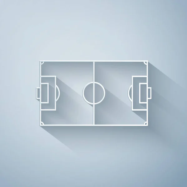 Papier coupé Terrain de football ou icône de terrain de football isolé sur fond gris. Style art du papier. Illustration vectorielle — Image vectorielle