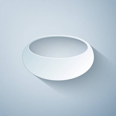 Gri arkaplanda kağıt kesiği ikonu var. Kağıt sanatı tarzı. Vektör İllüstrasyonu