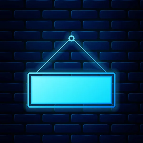 Glödande neonskylt hängande ikon isolerad på tegelvägg bakgrund. Lämplig för reklam bar, café, pub, restaurang. Vektor illustration — Stock vektor