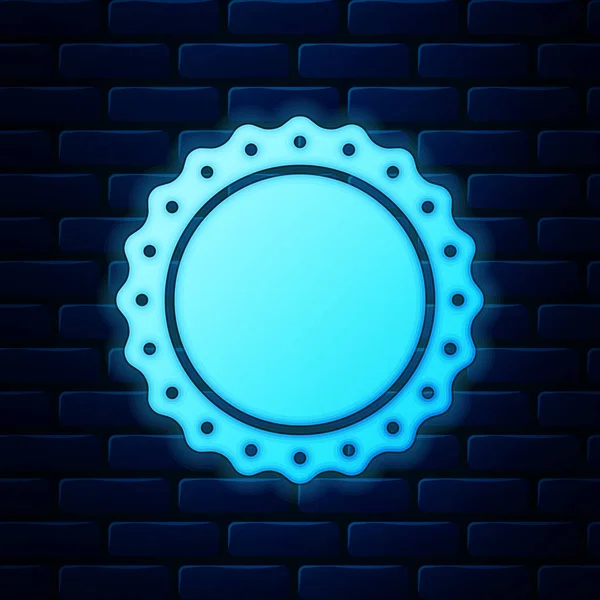 Icône emblème de qualité néon brillant isolé sur fond de mur de briques. Illustration vectorielle — Image vectorielle
