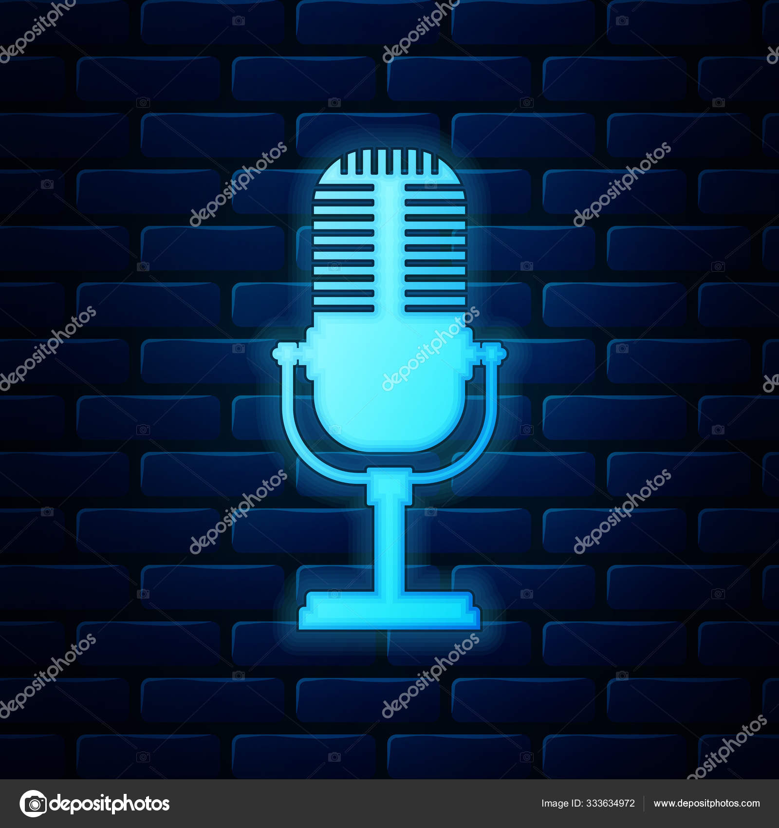 Live on air neon glowing sign brick wall Vector Image