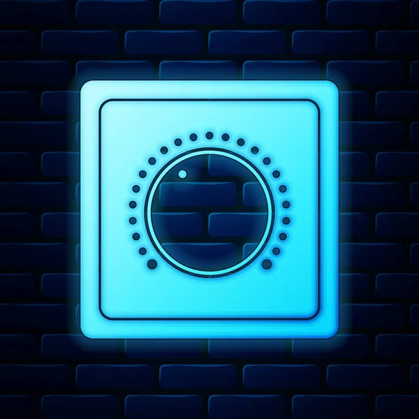 Lumineux néon Icône interrupteur électrique isolé sur fond de mur de briques. Icône On et Off. Dimmer interrupteur lumineux signe. Concept d'économie d'énergie. Illustration vectorielle — Image vectorielle