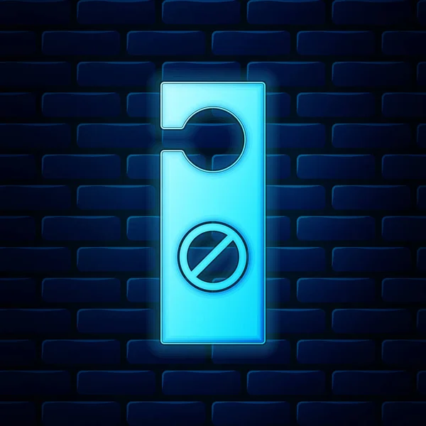 Fluo lumineux S'il vous plaît ne pas perturber icône isolée sur fond de mur de briques. Porte de l'hôtel Hanger Tags. Illustration vectorielle — Image vectorielle