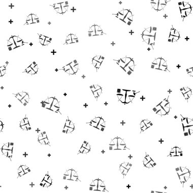 Adaletin siyah pulları, tokmak ve kitap ikonu beyaz arka planda izole edilmiş kusursuz desen. Hukukun ve adaletin sembolü. Kavram hukuku. Hukuk hukuku ve müzayede sembolü. Vektör İllüstrasyonu