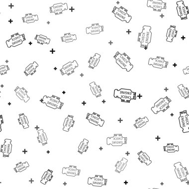 Siyah Kontrol motor simgesi beyaz arkaplanda izole edilmiş pürüzsüz desen. Vektör İllüstrasyonu