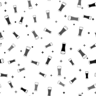 Siyah Cam bira simgesi beyaz arka plan üzerinde izole dikişsiz desen. Vektör İllüstrasyonu