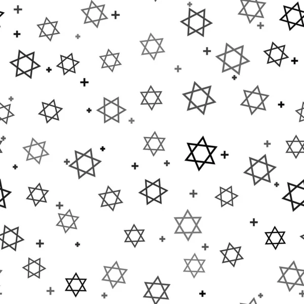 Davidアイコンのブラックスターは、白い背景にシームレスなパターンを分離しました。ユダヤ教のシンボル。ベクターイラスト — ストックベクタ