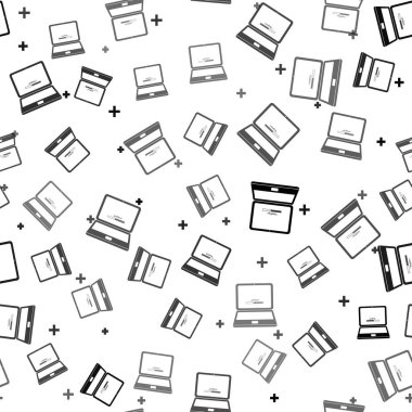 Siyah dizüstü bilgisayar güncelleme süreci beyaz arkaplanda izole edilmiş çubuk simgesi yükleme işlemi. Sistem yazılım güncellemesi. İşlem dizüstü bilgisayarda yükleniyor. Vektör İllüstrasyonu