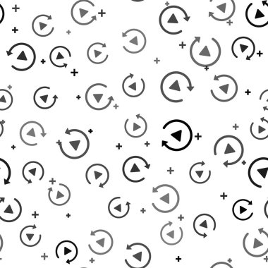 Basit yeniden oynatma simgesi beyaz arka planda izole dikişsiz desen gibi Siyah Video oynatma düğmesi. Vektör İllüstrasyonu