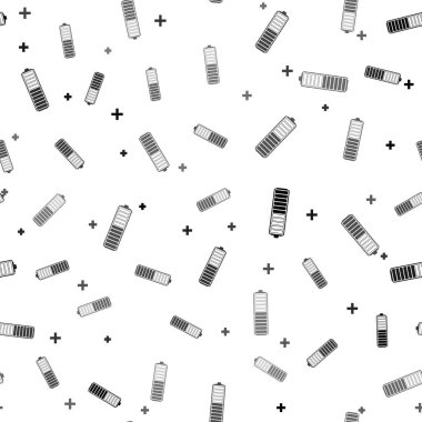 Siyah Batarya şarj seviyesi gösterge simgesi beyaz arkaplanda izole edilmiş pürüzsüz desen. Batarya şarj oluyor - güç işareti. Elektrik sembolü - enerji işareti. Vektör İllüstrasyonu