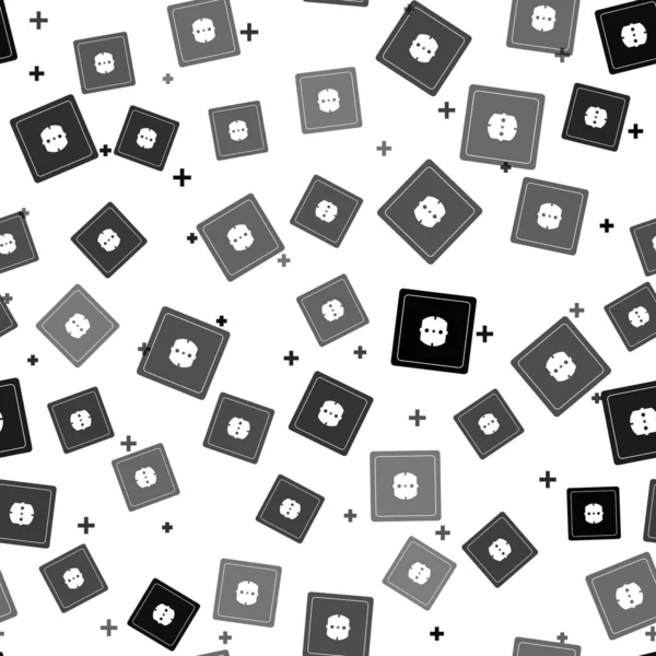 Zwart elektrisch stopcontact pictogram geïsoleerd naadloos patroon op witte achtergrond. Stroomaansluiting. Rosette symbool. Vector Illustratie — Stockvector