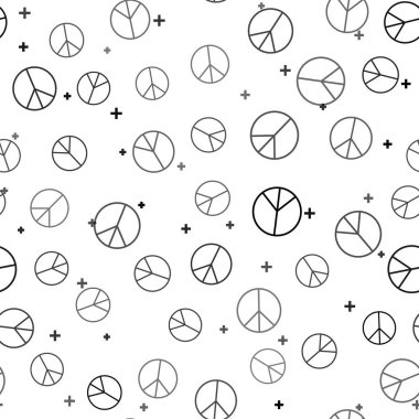 Siyah Barış simgesi beyaz arka planda izole edilmiş kusursuz desen. Hippi barış sembolü. Vektör İllüstrasyonu