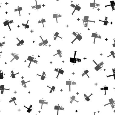 Beyaz arkaplanda izole edilmiş bir zarf simgesi içeren Siyah Açık posta kutusu. Vektör İllüstrasyonu