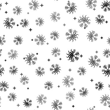 Siyah sıcak ve soğuk sembolü. Güneş ve kar tanesi simgesi beyaz arka plan üzerinde sorunsuz desen izole. Kış ve yaz sembolü. Vektör İllüstrasyonu