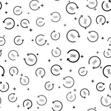 Siyah Açı 360 derece ikon, beyaz arkaplanda izole edilmiş pürüzsüz desen. Döndürme 360 derece. Geometri matematik sembolü. Tam yol ileri. Vektör İllüstrasyonu