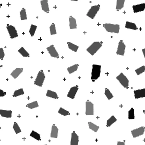 Schwarze Haushaltschemikalien Leeren Plastikflaschen Symbol Nahtlose Muster Auf Weißem Hintergrund — Stockvektor