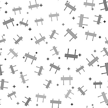 Siyah Yol bariyeri simgesi beyaz zeminde izole edilmiş. İnşaat ya da onarım işi. Engel simgesi. Vektör İllüstrasyonu