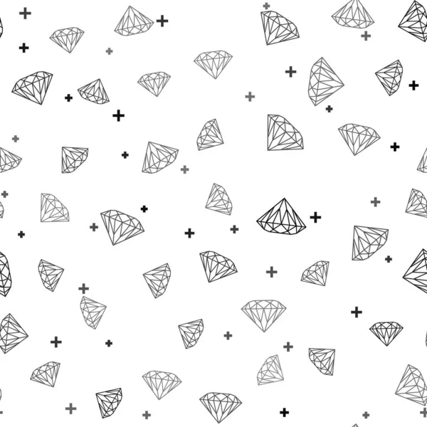 黑色钻石图标在白色背景上隔离无缝图案 珠宝符号 宝石矢量插图 — 图库矢量图片