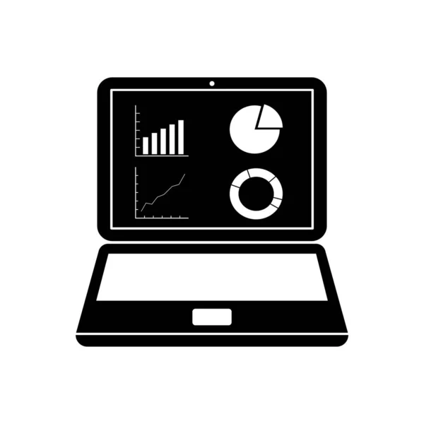 Fekete Laptop Grafikon Ikon Elszigetelt Fehér Háttér Szöveges Fájl Ikon — Stock Vector