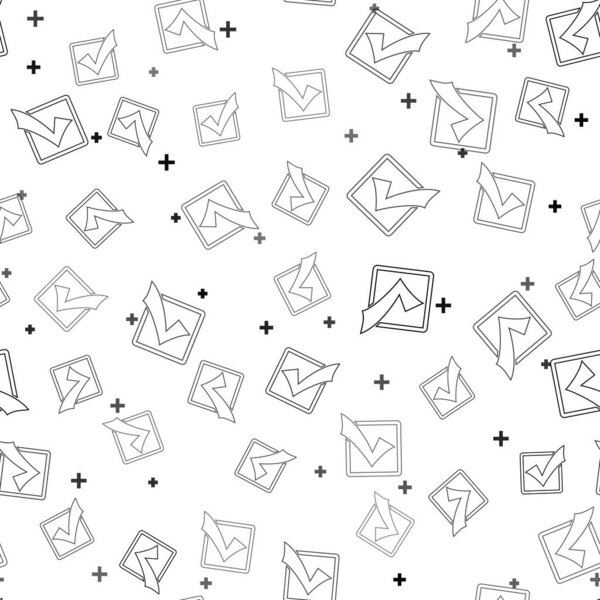 Black Check mark in a box line icon isolated seamless pattern on white background. Tick symbol. Check list button sign.  Vector Illustration