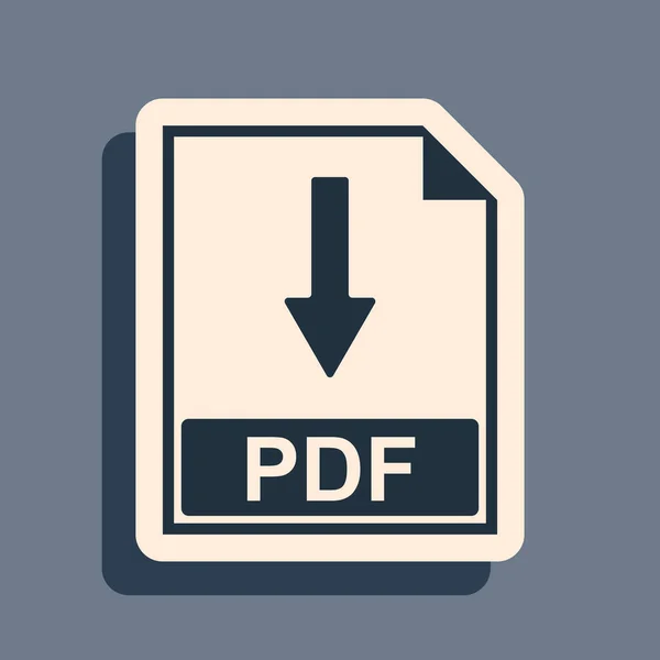 Zwart PDF-bestand document pictogram geïsoleerd op grijze achtergrond. PDF-knoppenbord downloaden. Lange schaduw stijl. Vector Illustratie — Stockvector