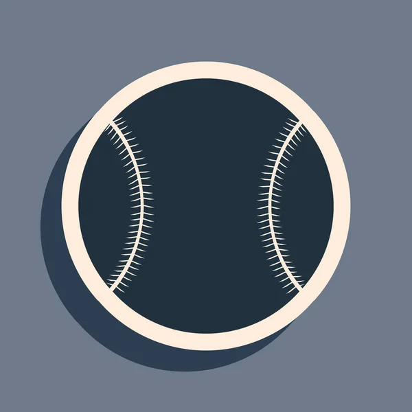 블랙 야구볼 아이콘은 회색 배경에서 분리되었습니다. 긴 그림자 스타일. 사기적 인 예 — 스톡 벡터
