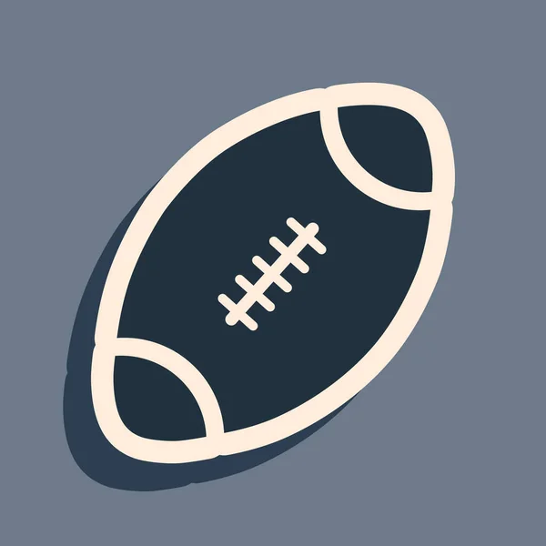 Ícone de bola de futebol americano preto isolado em fundo cinza. Estilo de sombra longo. Ilustração vetorial — Vetor de Stock