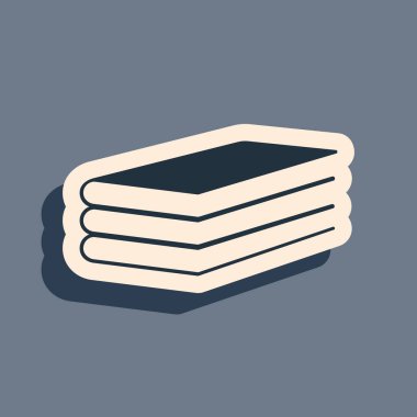 Siyah Kitap simgesi gri arkaplanda izole edildi. Uzun gölge tarzı. Vektör İllüstrasyonu