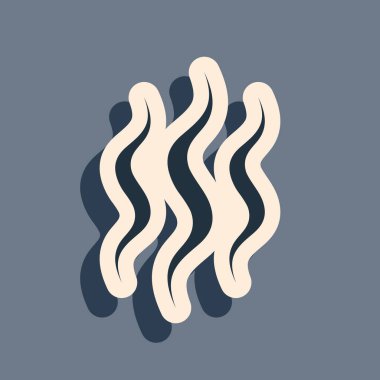 Siyah Buhar simgesi gri arkaplanda izole edildi. Uzun gölge tarzı. Vektör İllüstrasyonu