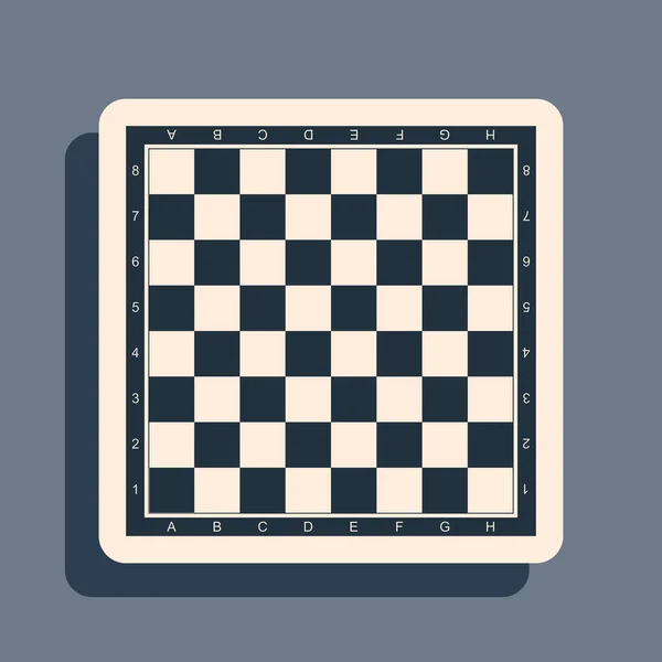 Icono de tablero de ajedrez negro aislado sobre fondo gris. Antiguo juego de mesa intelectual. Estilo de sombra larga. Ilustración vectorial — Vector de stock