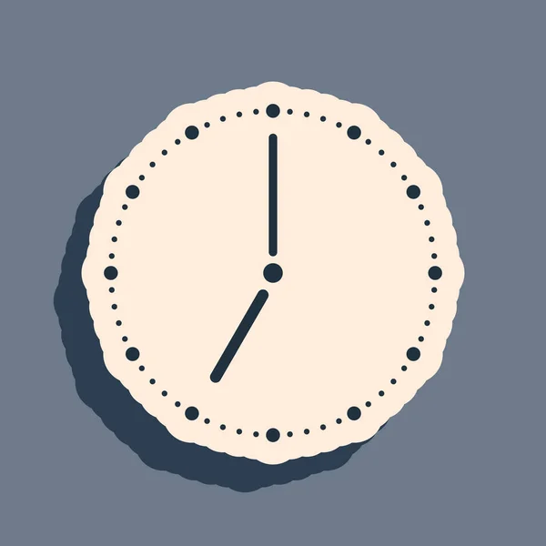 Icône Horloge noire isolée sur fond gris. Symbole temporel. Style ombre longue. Illustration vectorielle — Image vectorielle